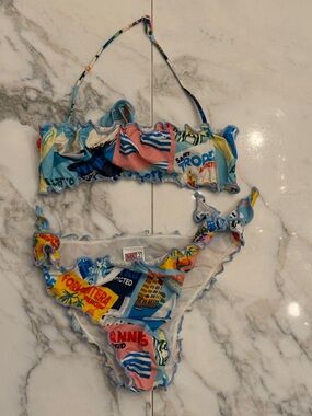 MC2 Saint Barth Light Gray and Cream Swimwear Label Detail